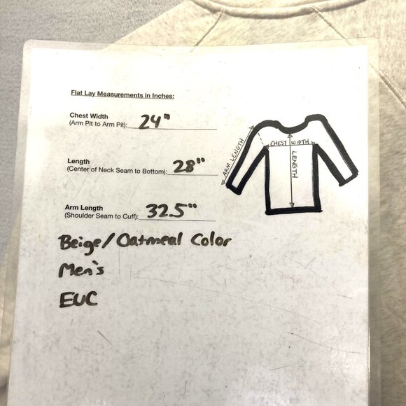 Fabletics 1/4 Zip Pullover Sweater Mens Medium Oatmeal Athletic Raglan Comfy - Picture 5 of 16